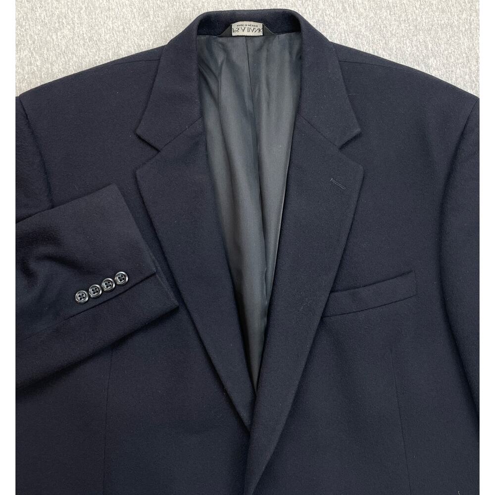 Jos A Bank Blazer Mens 46L Navy Blue 100% Cashmere Single Vented 2 Button Jacket